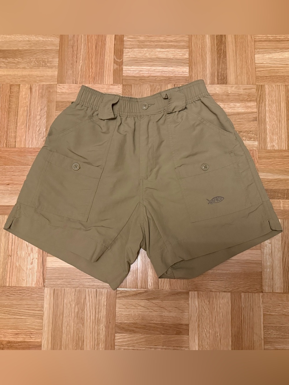 Aftco men’s 28 dark khaki camel fishing shorts